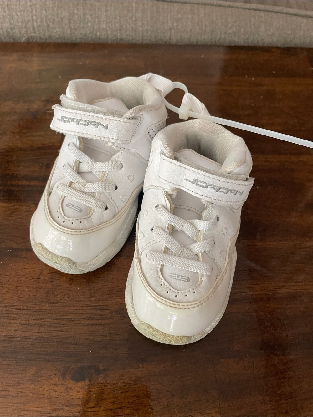 Baby Jordan White Hook-and-Loop Sneakers